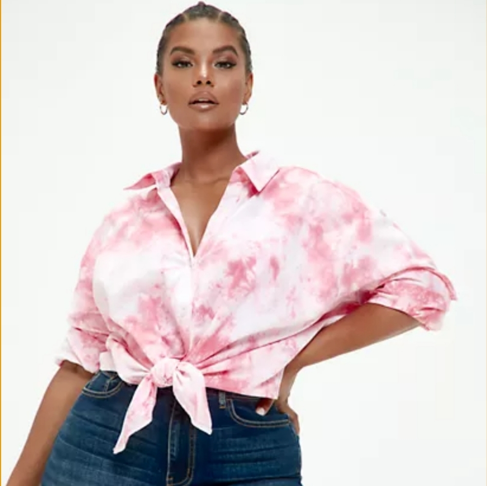 Fashion to Figure Cassie Tie Dye Button Front Shirt